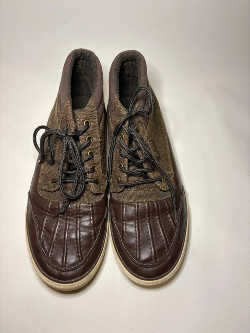 Lugz Men's Boomer Duck Toe & Brown‎ Canvas Sneakers Size 9.5